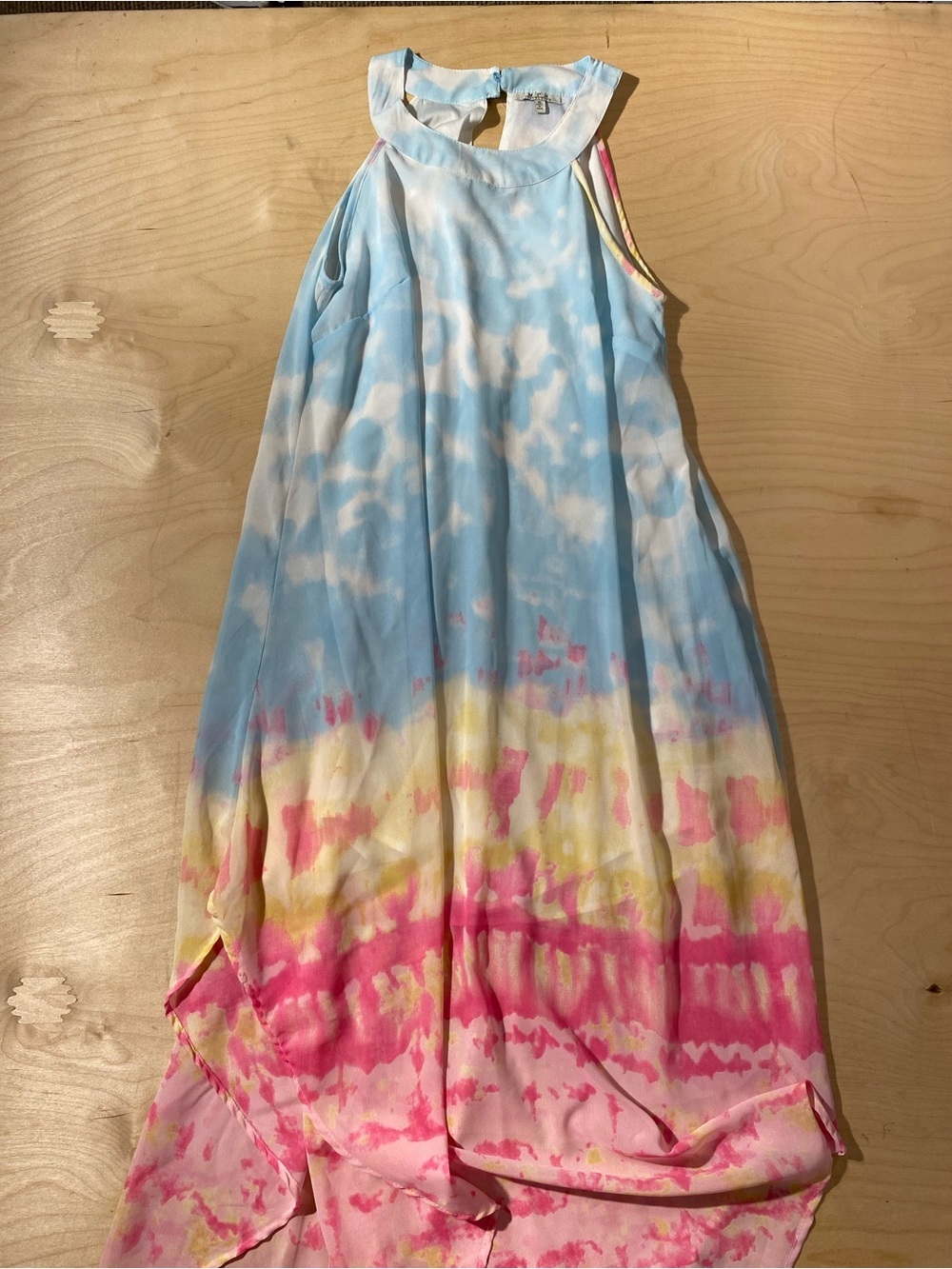 MPH Collection Tie-Dye Maxi Dress in Blue, Pink & Yellow Small (RY )